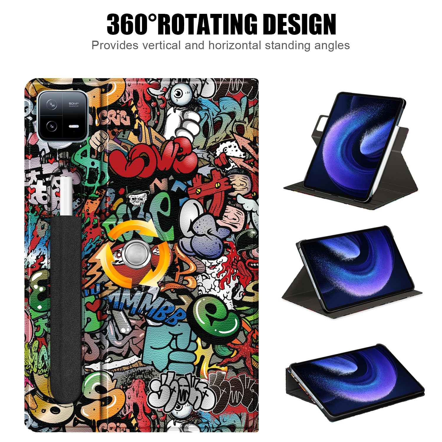 Étui Rotatif Pour Xiaomi Mi Pad 6/Mi Pad 6 Pro 11" 2023 Tablette Housse De Protection Avec Porte-Stylo Et Rotation à 360 Degrés - Informatique