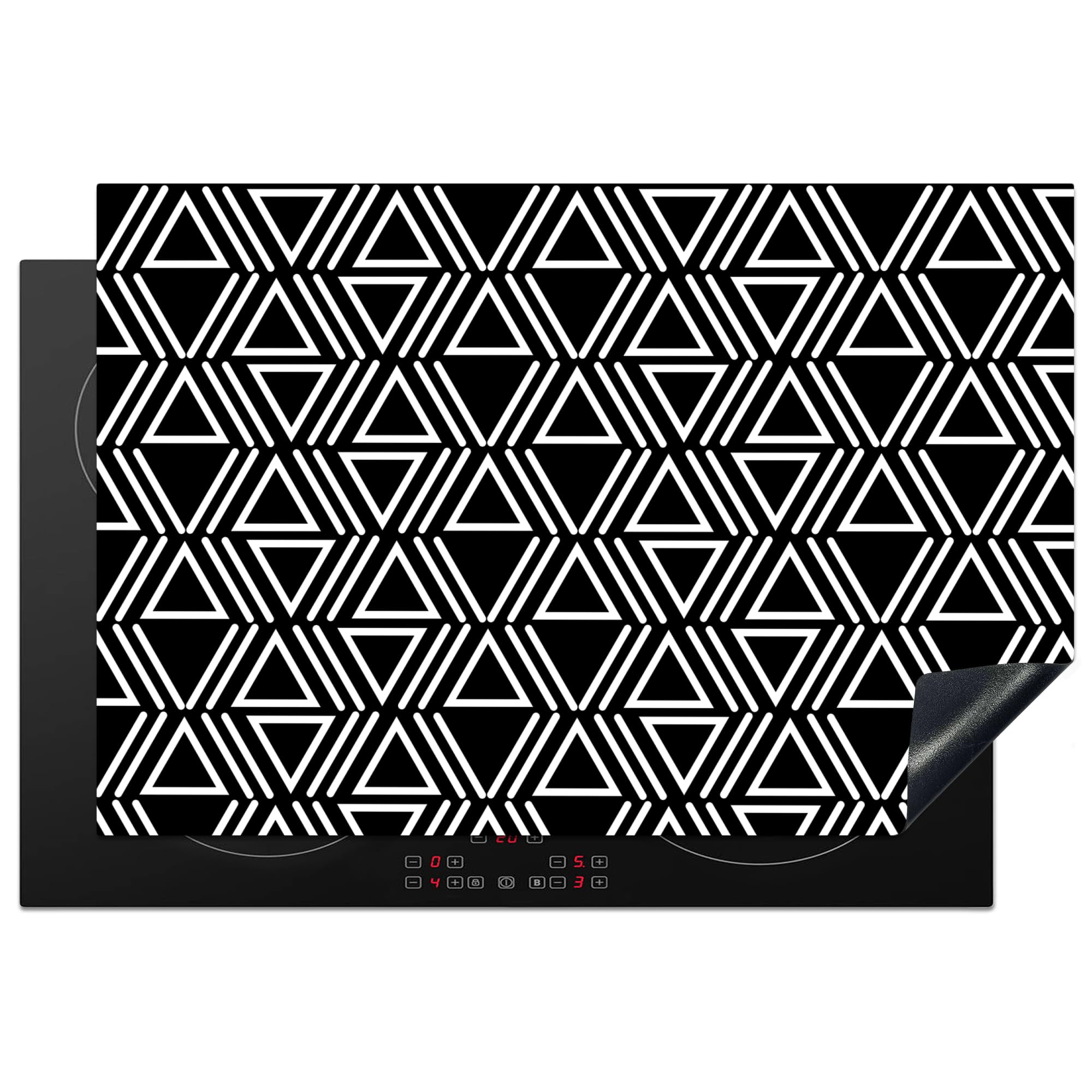 KitchenYeah© Induction Hob Protector Mat 20.3"x29.9" / 76x51.5 cm Cooker Top Protectors Cover Ceramic Covers Electric Hobs Vinyl Print - Geometric - Black and White — image 1