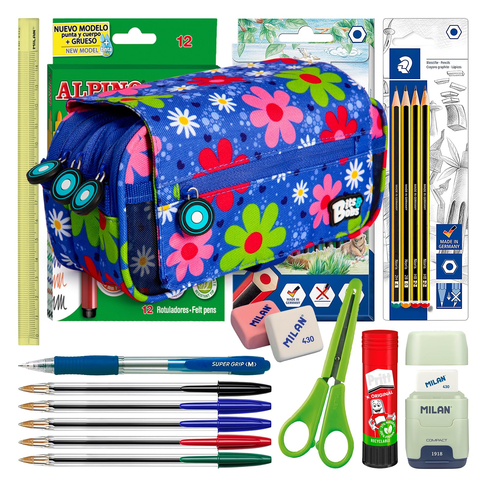 Astuccio Camouflage 22cm ColePack Astuccio Scolastico Triplo Con Materiale  - Set Scuola 40 Pezzi Marche Qualità Camouflage Astuccio 3 Cerniere Camo, image size:1600x1600