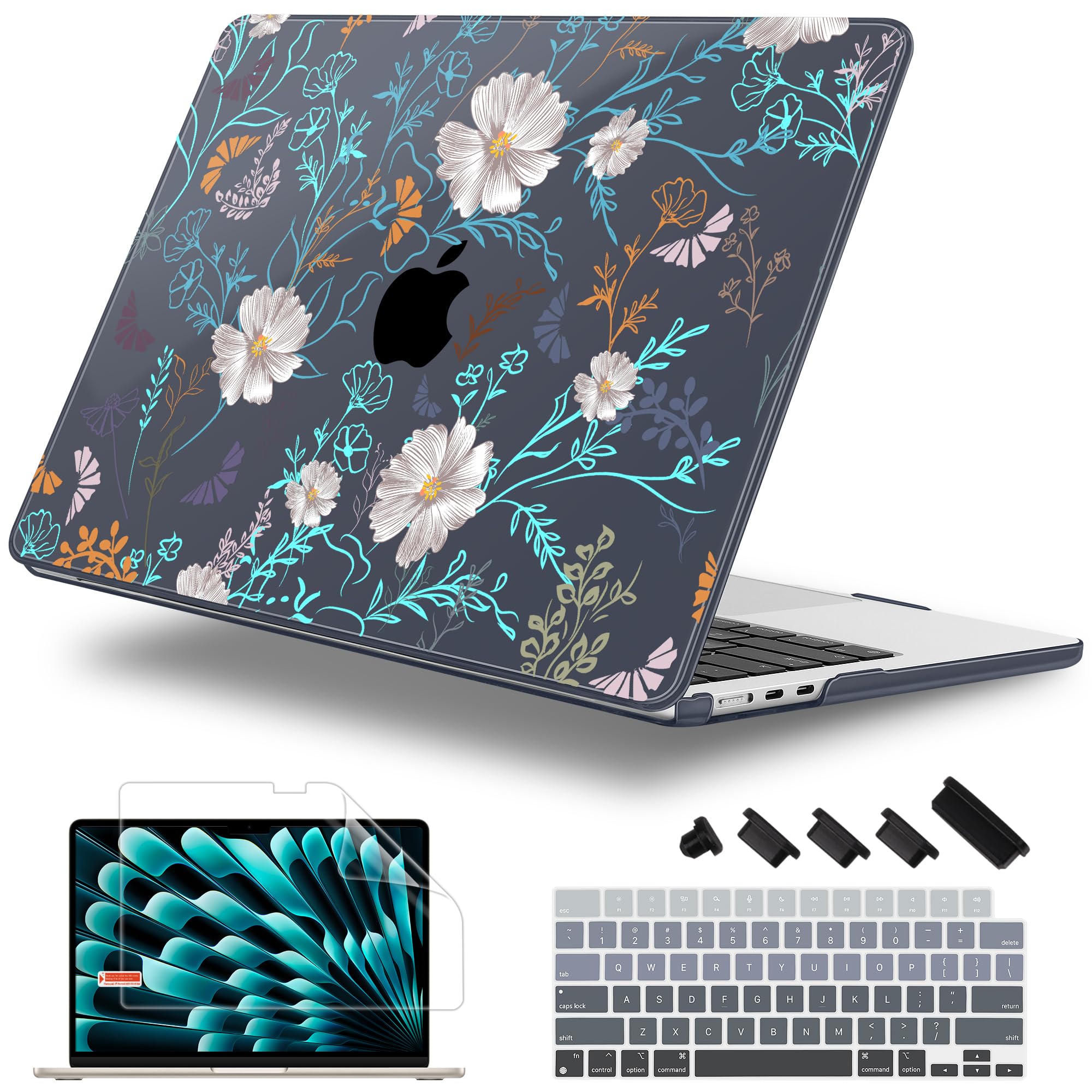 Lepeoac Case for MacBook Air 15 Inch 2025 2024 2023 Release M4 A3241 M3 A3114 M2 A2941, Hard Shell with Screen Protector & Keyboard Cover, Compatible