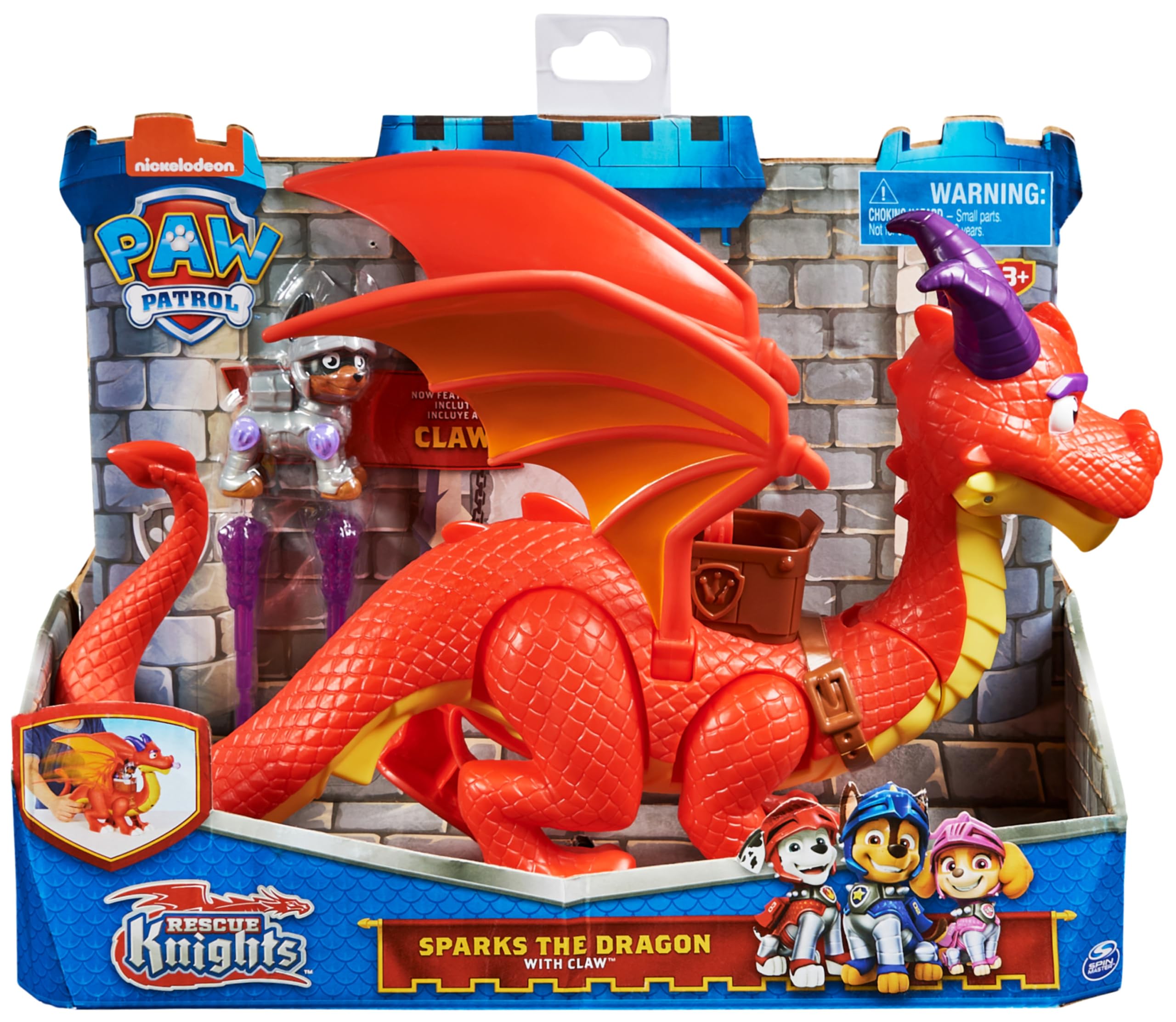 Paw Patrol, Drago Sparks e personaggio di Claw, Personaggi Rescue Knights, Giochi bambini dai 3 anni in su