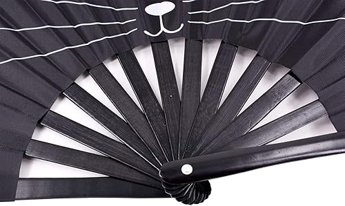 Miniatura 8 de Amajiji Abanicos plegables grandes para bailar en línea, gran abanico de golpes para botas en el suelo, baile, fiesta, decoración, festival (gato