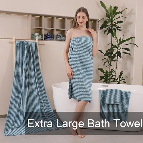 Miniatura 5 de CHINO Juego de 8 toallas de baño, 2 toallas de baño de gran tamaño, 2 toallas de mano, 4 toallas de baño, suaves, de secado rápido, toallas de baño