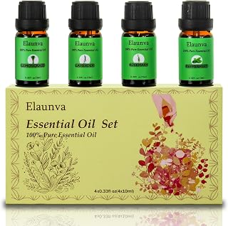 Essential Oils Set,100% Pure Natural,4 Scents(Peppermint/Rosemary/Lemongrass/Lavender),for Aromatherapy and Home Fragrance,Aroma Therapy Oil,Gift for Friends/Family (0.33Fl Oz*4, Grass Set)