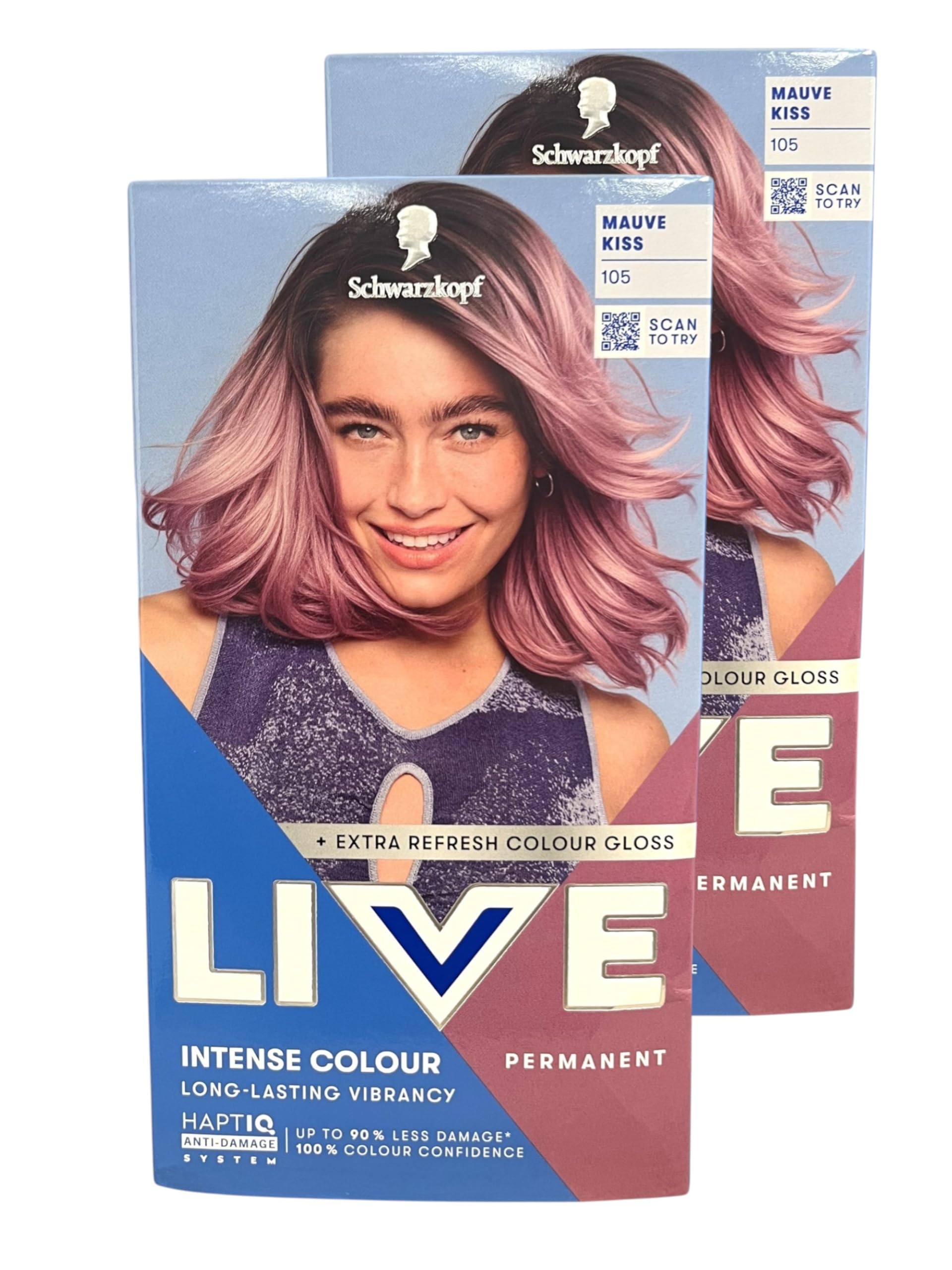 Schwarzkopf LIVE Lightner & Twist Mauve Kiss - Kit de tinte permanente para el cabello y aclarador de pelo, 105 unidades