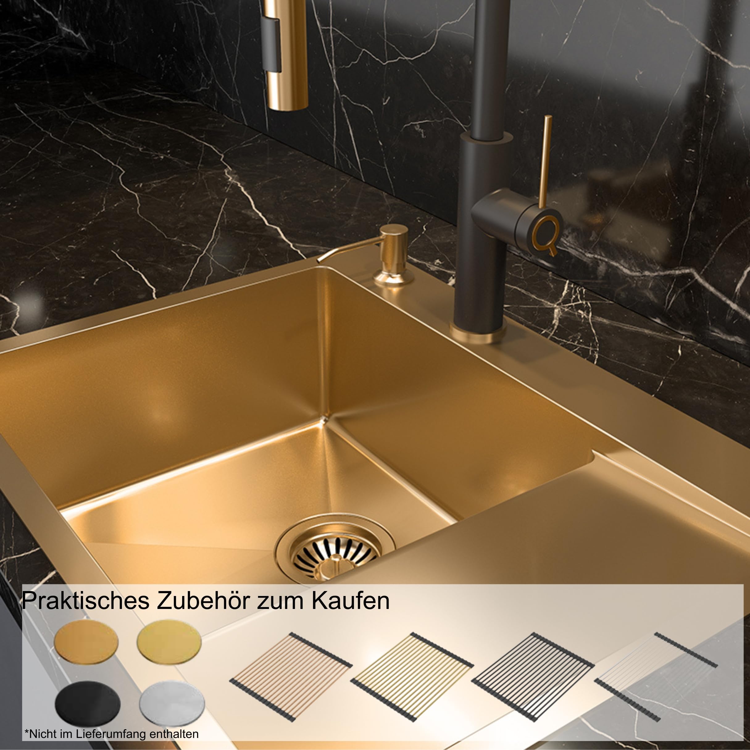 QUADRON Spülbecken Edelstahlspüle | Größe 62 x 48 x 20 cm Farbe: Silber | Einbeckenspüle RUSSEL 116 Einzelbecken Küchenspüle mit Stahlkammer Edelstahl Stahlspüle | mit Siphon und Schraubverschluss