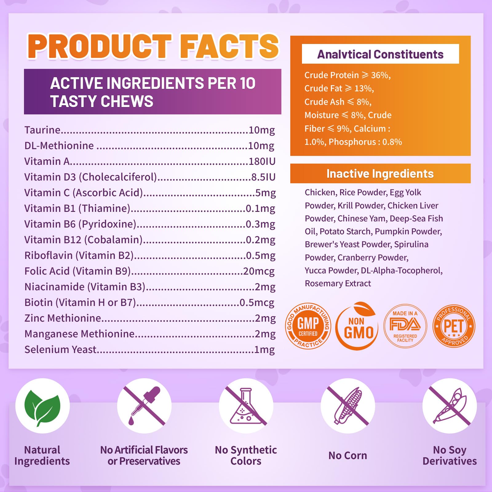 Taurine for Cats Vitamins Treats, 90 Days 15 in 1 Cat Multivitamin 500 Ct — Amazon image 7
