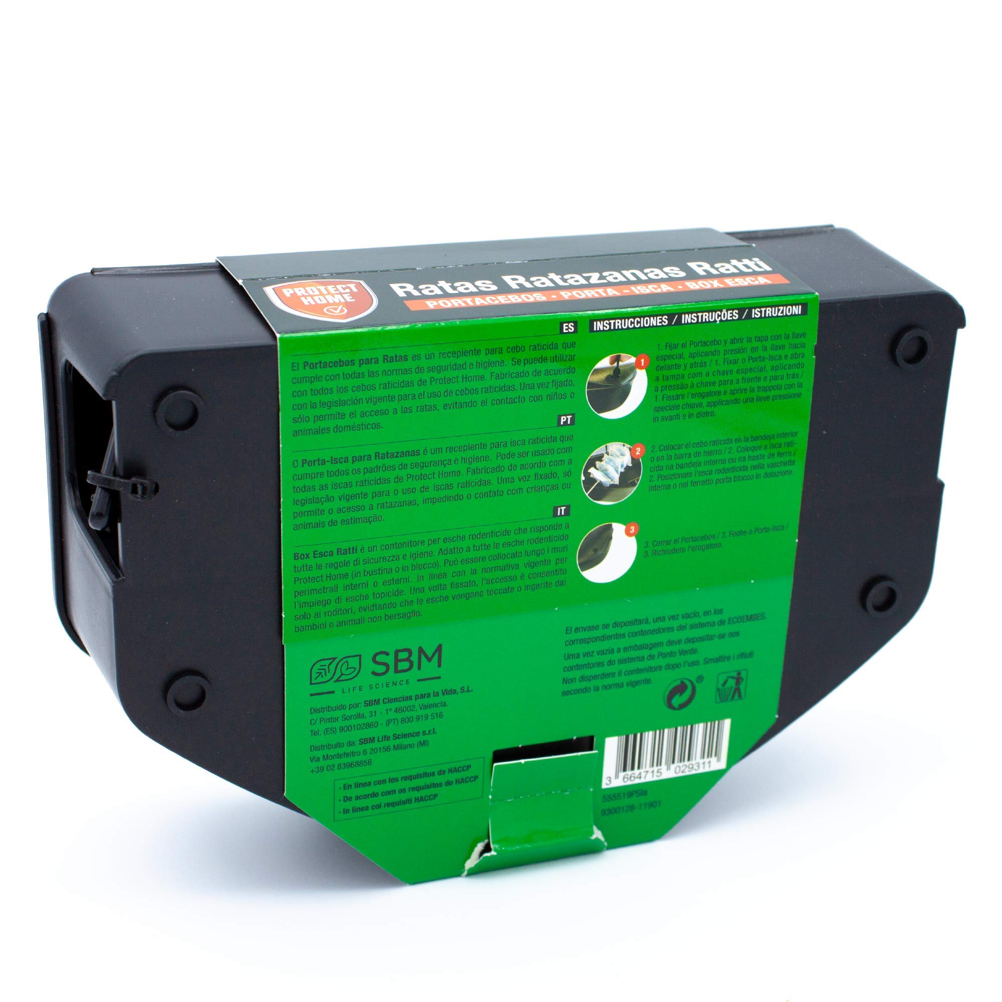 Protect Home - Portacebos para veneno de ratas y topillos con llave de seguridad, fácil e higiénico. Control de roedores.