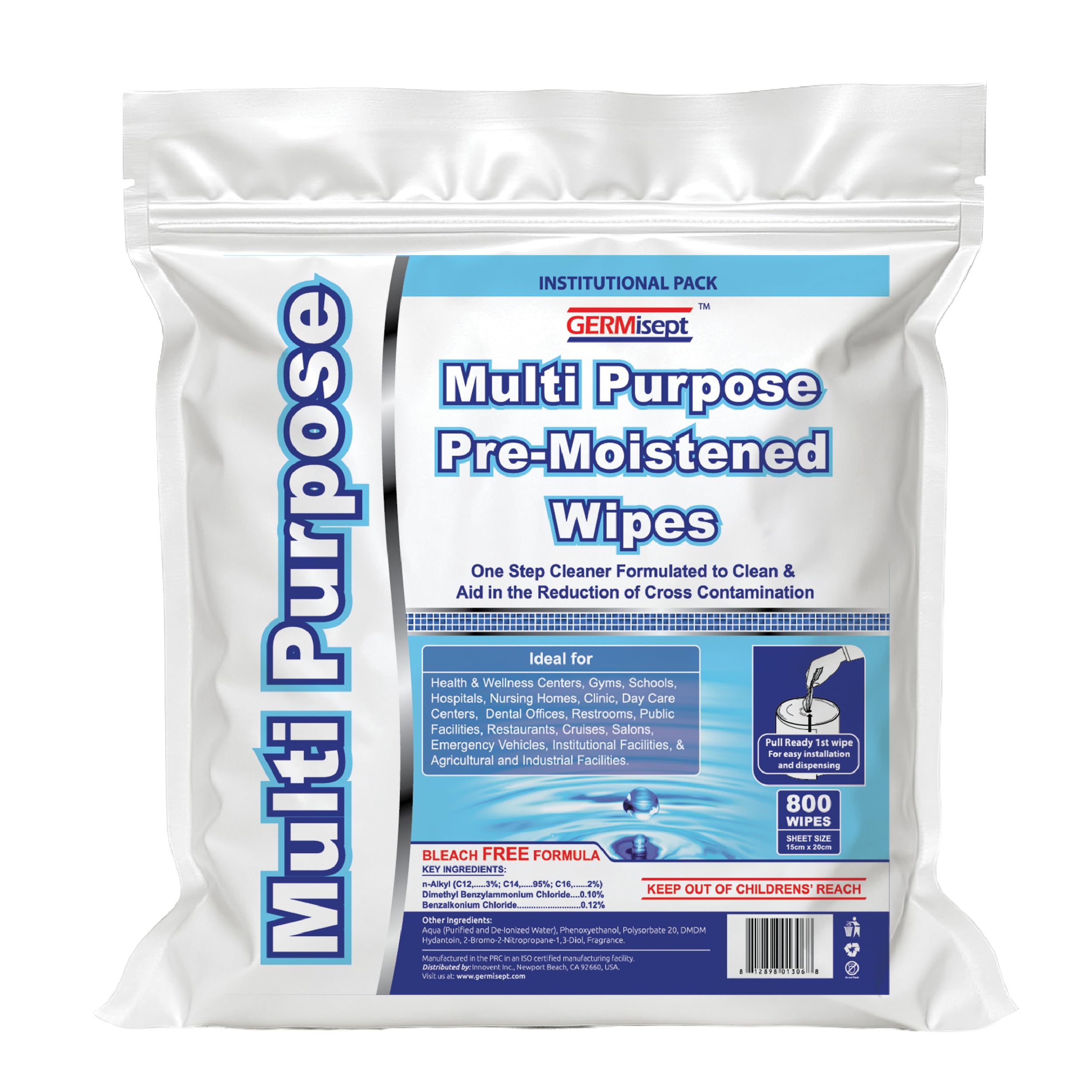 Wet Wipes Bulk - 1 x 800 Count Refill Bags (800 Wipes) Value Pack - For Upward Pull Dispenser