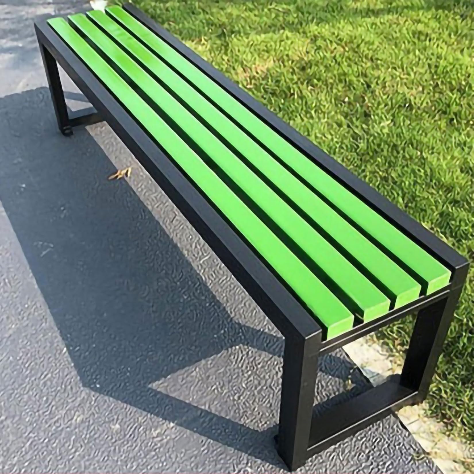 yurstcggh Slatted Seat Bench,Playground Bench No Back,Metal Frame, Wooden Slats,Load-bearing Capacity Up to 200kg,for Apartment Balconies, Schools,Yard,Garden,Park and Lounge Green 100×40×45cm