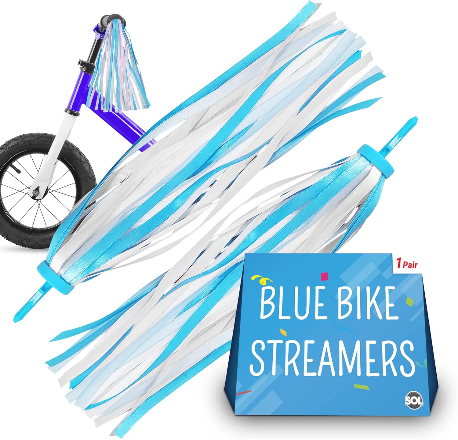 SOL 1 Pair Blue Bike Streamers, Micro Scooter Accessories, Bike Tassels