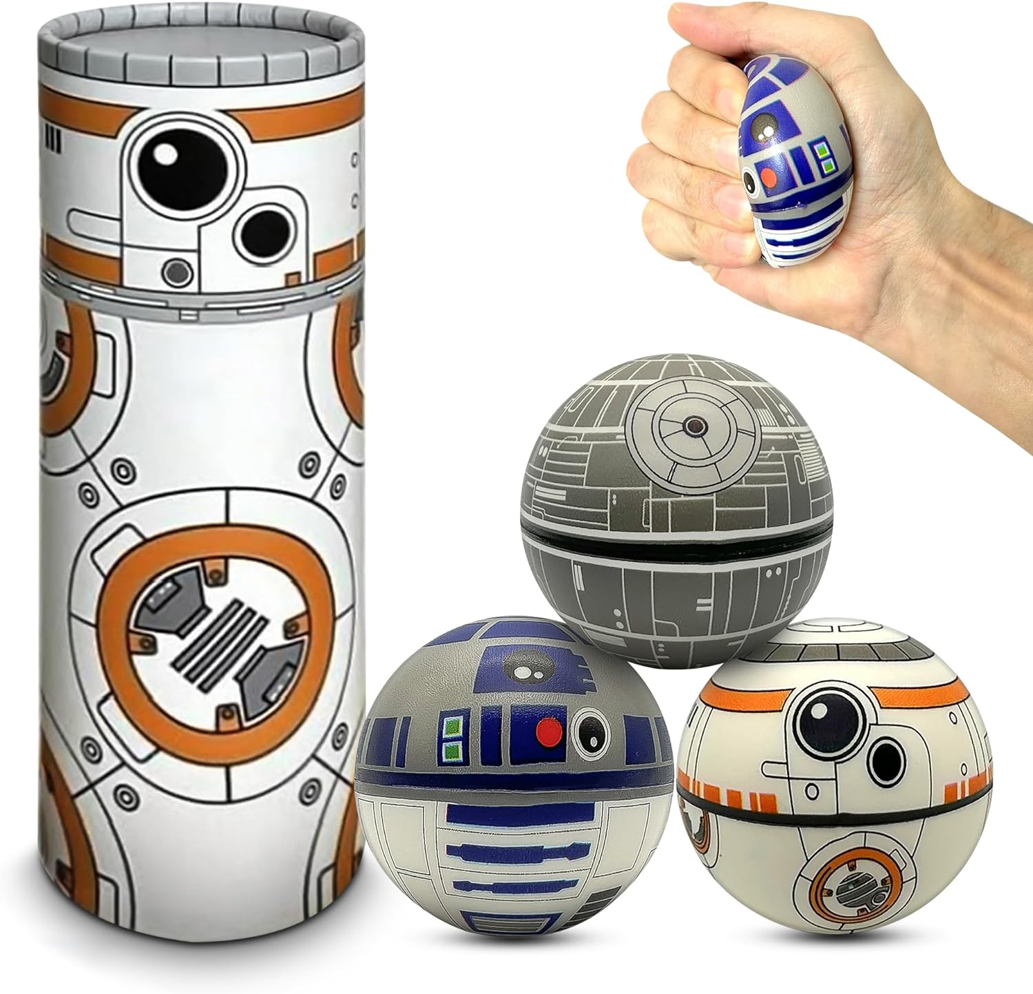 StarWar Squishy Balls Set - Stress Ball for Kids and Adults, Stress Relief Fidget Use for Play/ Decor/ Help Relieve Stress/ Improve Concentation and Focus [Super Soft -BB8 Box], Small
