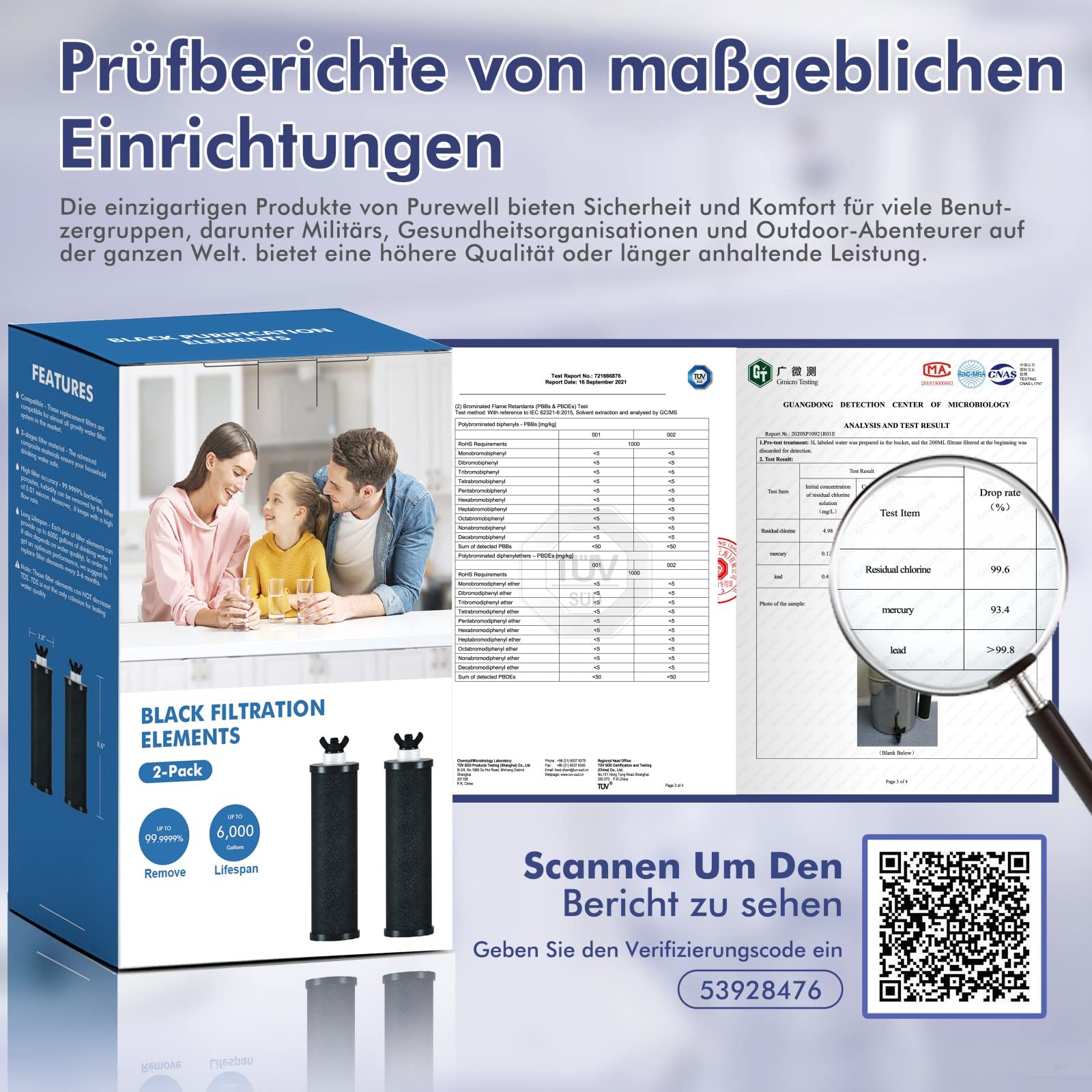 Purewell 8,5L Schwerkraft-Wasserfilter mit Aktivkohle