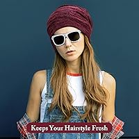 Vista 20 de 4 Pieces Satin Lined Beanie Cap Satin Sleep Lined Hat Slouchy Beanie Hat Night Silk Hair Cap for Women Men