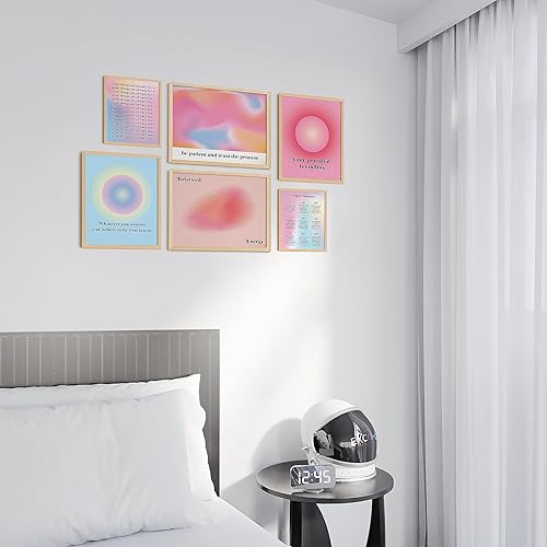 Miniatura 6 de EXCOOL CLUB Póster de Aura para estética de habitación, arte de pared de aura de 16 x 12 pulgadas, decoración espiritual rosa de habitación,
