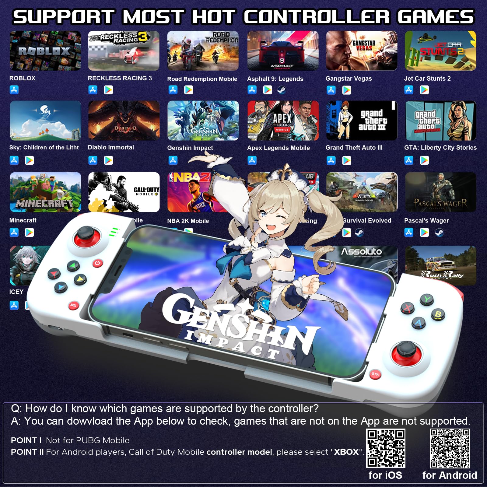 Joso Controlador de Juego móvil para Android, iPhone, PC con M1/M2 programable, Controlador de teléfono para iPhone 14, 13, 12, 11, Samsung Galaxy, Xiaomi, OPPO, Call of Duty, Genshin Impact y más