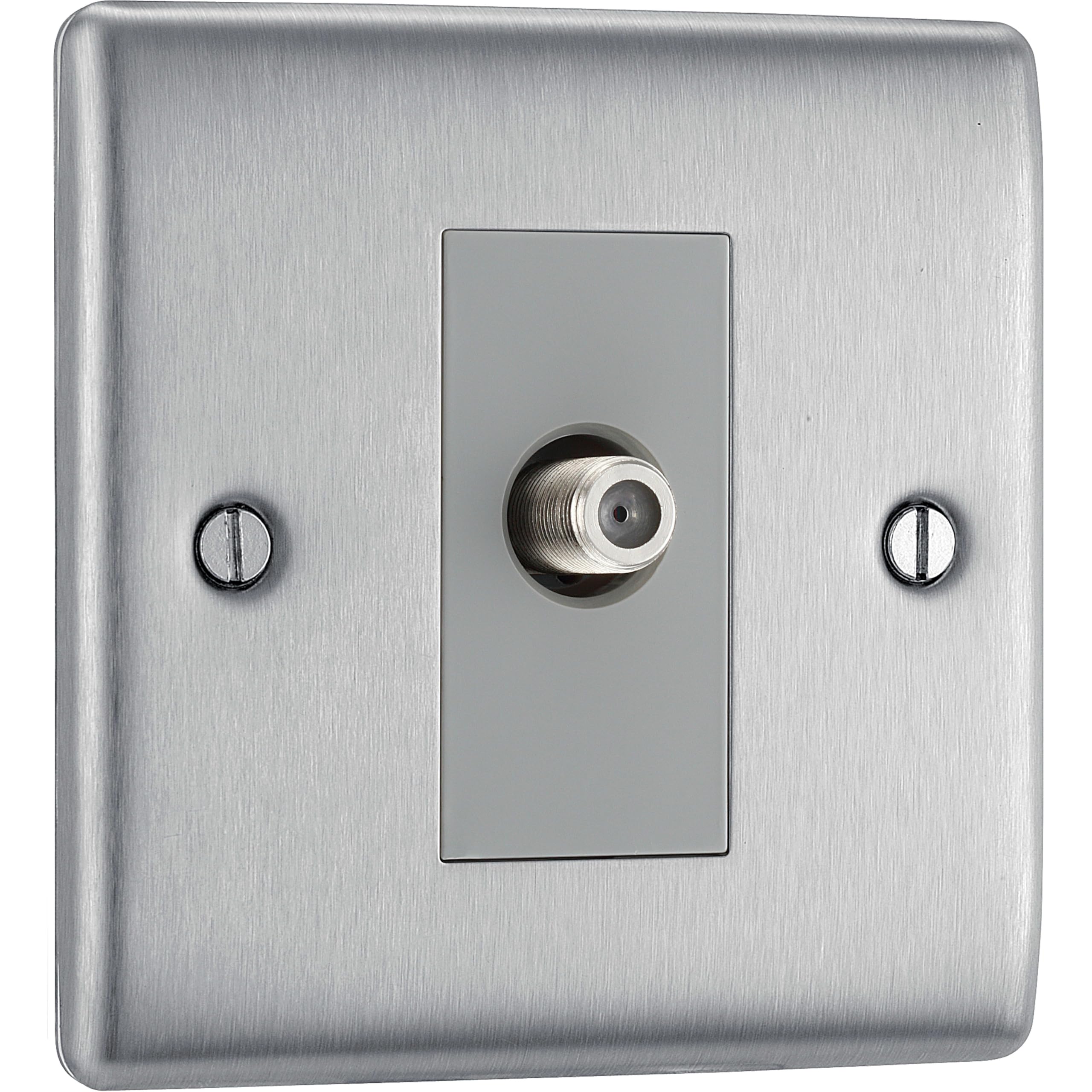 Luceco Uk Ltd Nexus Metal Brushed Steel Single Socket F-Type Satellite Connection Nbs64-01