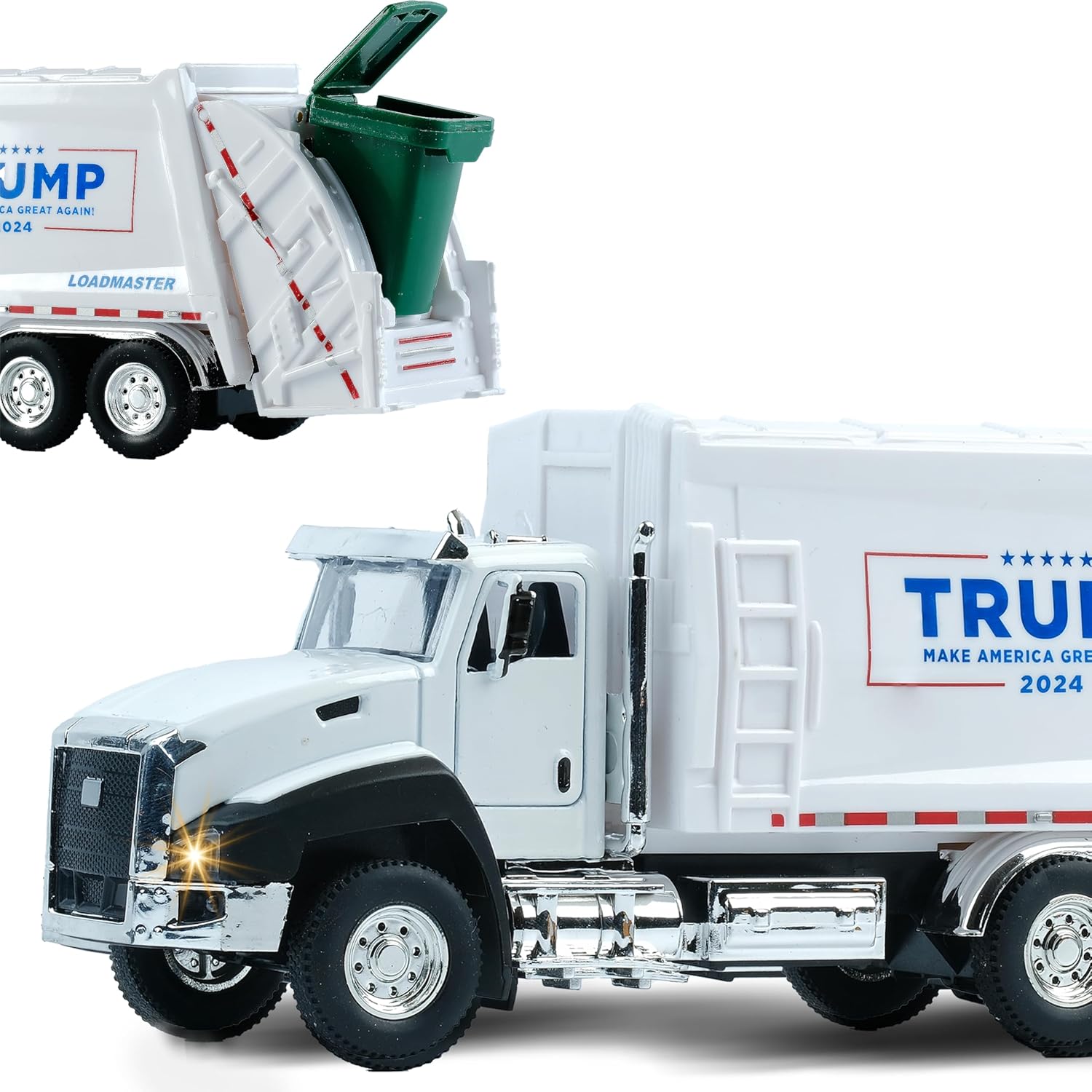 PIRUETA President Donald Trump 2024 Lighted Display Truck, 1:50 Scale Die-Cast Metal Display Model with LED & Sound Features, MAGA 2024 Election Memorabilia for Adult Collectors Ages 14+