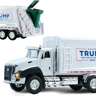 PIRUETA Light & Sound President Donald Trump 2024 Truck, Trump Garbage Truck Collectibles, MAGA, 2024 Election Souvenirs, 1:50 Scale Pull Back Action Alloy Collectible Model for Trump Fans