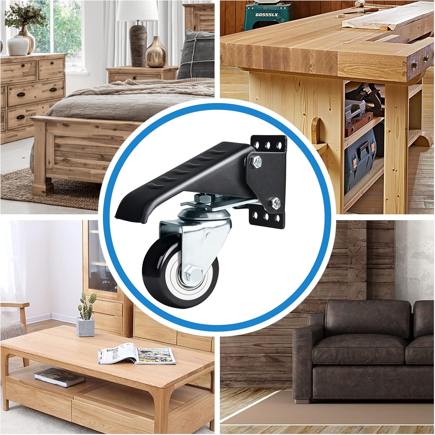 Buy SPACECARE Workbench Casters Heavy Duty Retractable Casters Kit, Capacity 800Lbs Set of 4