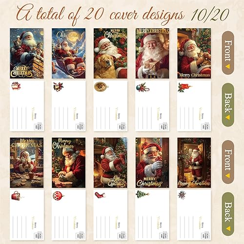 Miniatura 98 de Nuanchu 80 tarjetas postales de Navidad vintage de 4 x 6 pulgadas, tarjetas de felicitación de Papá Noel, tarjetas de Navidad retro, reimpresión
