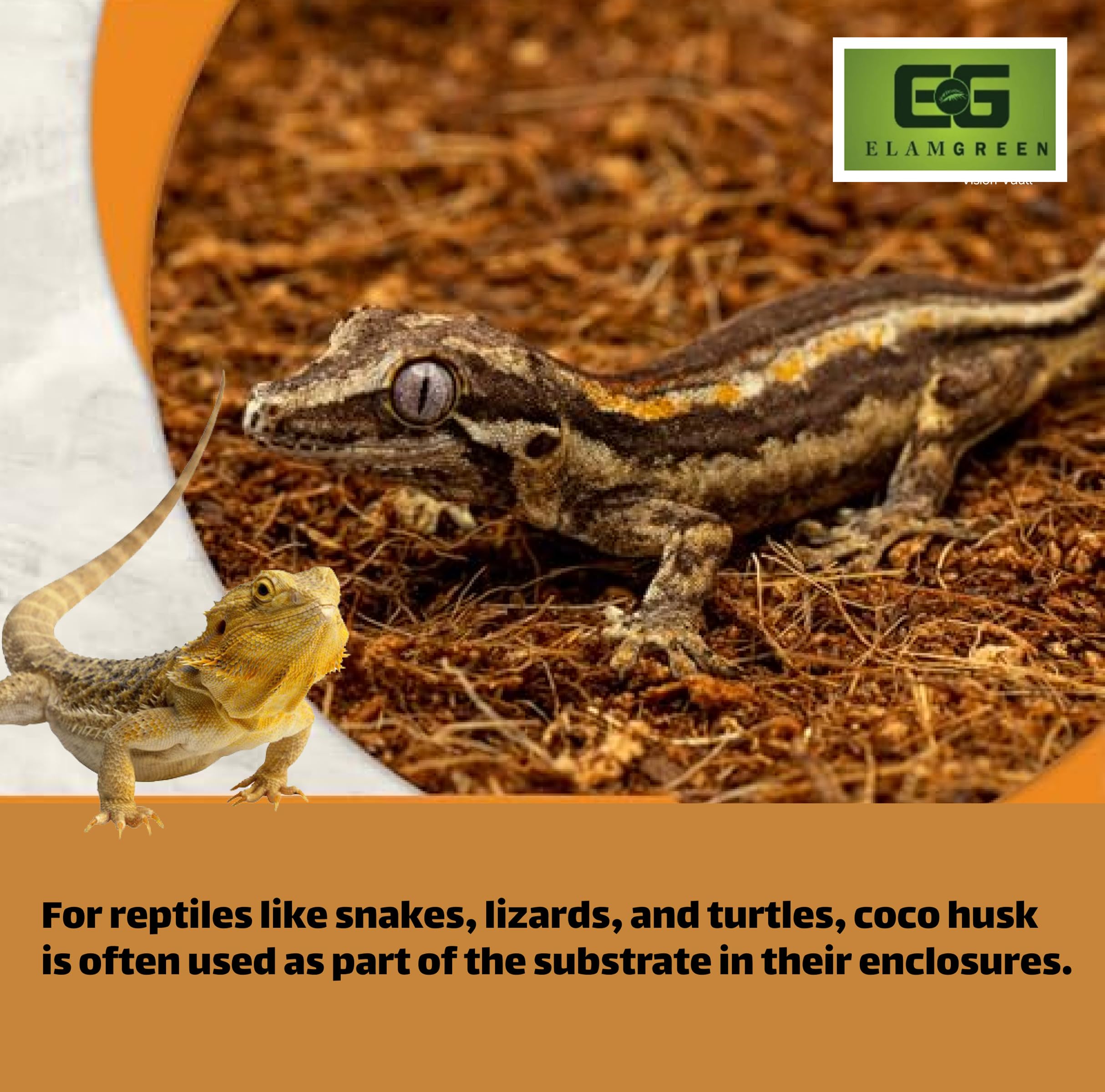 Elamgreen Natural Coco Husk Reptile Substrate for Snakes & Lizards,Turtle Tanks, Tortoise Enclosure (4.5kg) 2