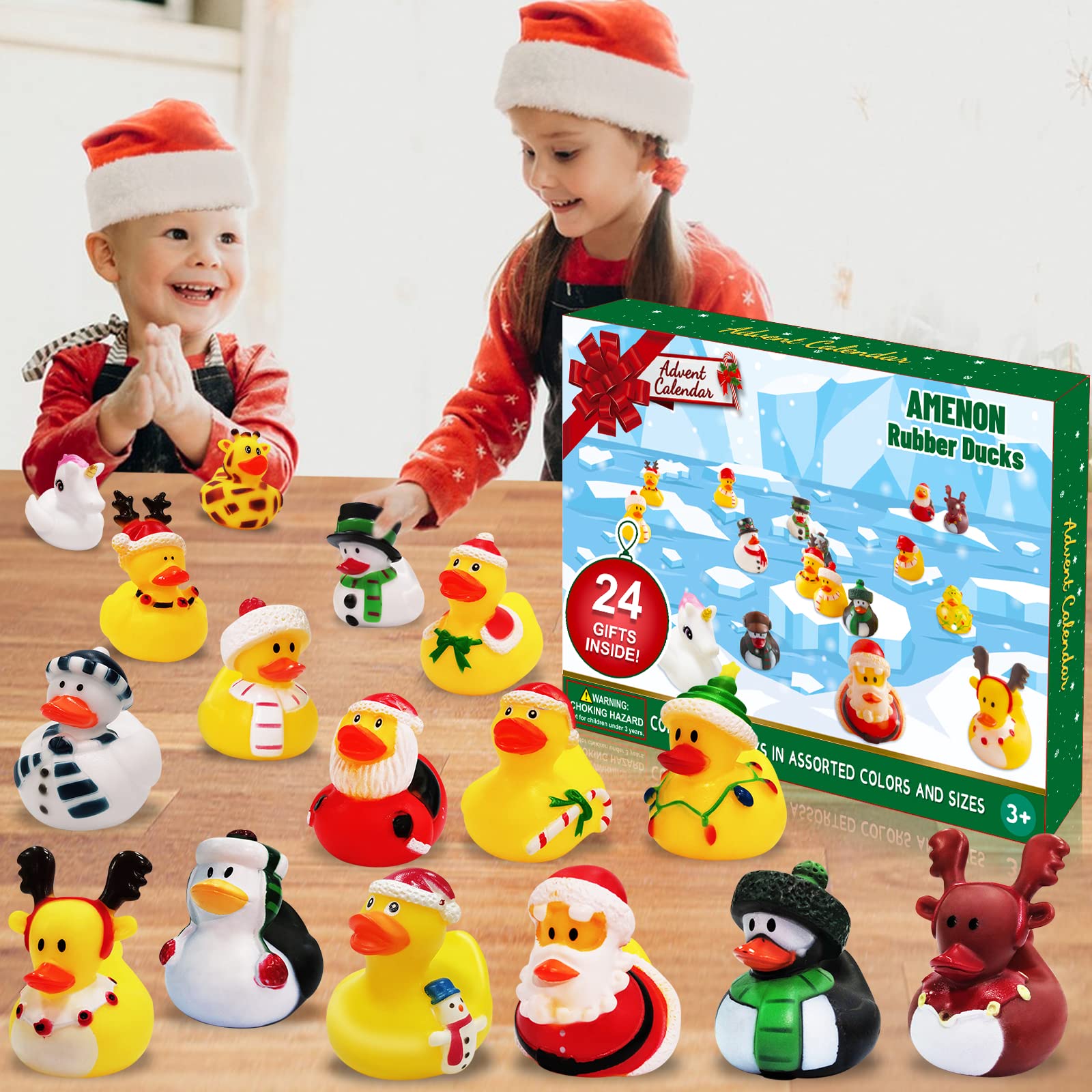 Amazon.com: AMENON Christmas 24 Days Countdown Advent Calendar 2022 with 24 Rubber  Ducks Bath Squeeze Toys for Kids Boys Girls Toddlers Christmas Party Favors  Xmas Gifts Christmas Stocking Stuffers : Home & Kitchen
