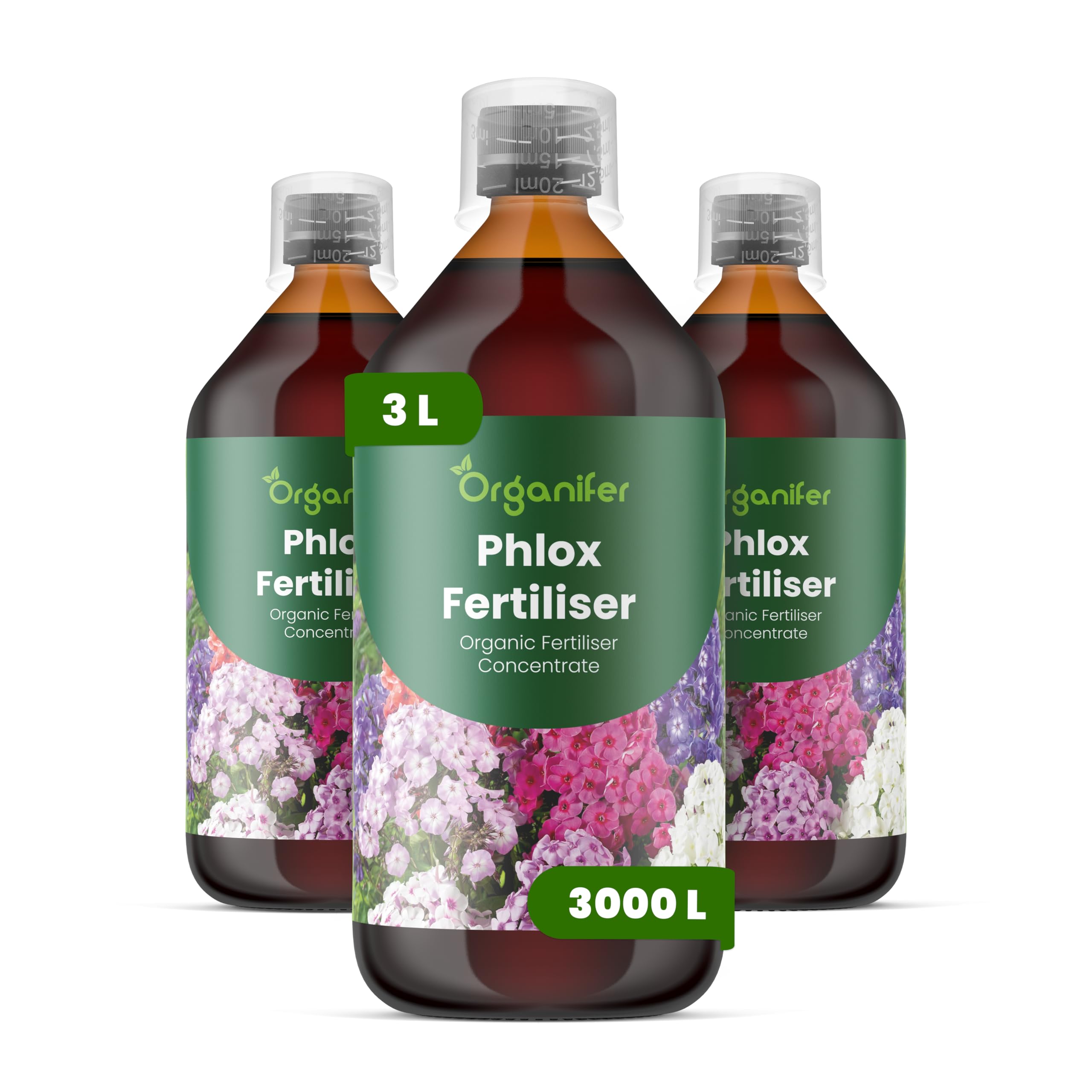 Phlox Nawóz Organiczny Do Kwiatów - 3x1L - NPK 2-1-8 | Zdrowe Liście - Silne Korzenie I Wysoka Plonność - Organifer