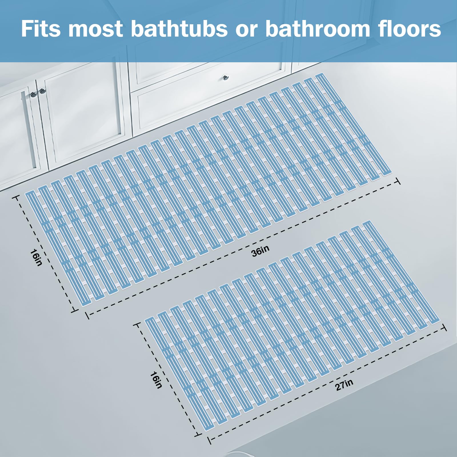 Onihan Shower Mat Non Slip Anti Mould,Bath Mat Non Slip for Shower Bath,Nonslip Bathmat for DIY Cut,Machine Washable,Shower for the Elderly and Children - Image 2