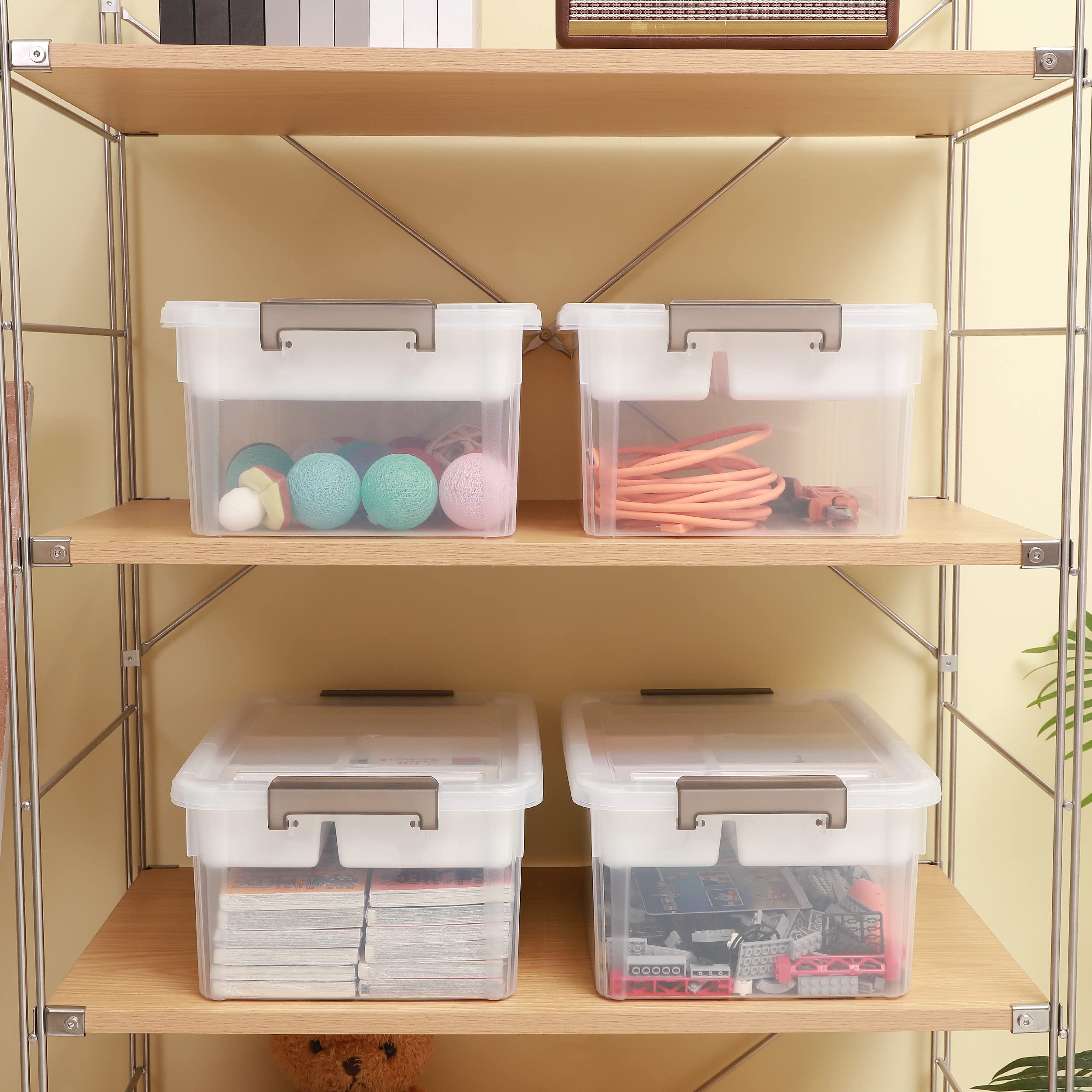 Citylife 16L Cajas almacenaje plastico, Caja de almacenamiento para niños con tapa, Clips de cierre, 5 Compartimentos de almacenamiento, Ideal para clasificar bloques, juguetes y pequeños objetos