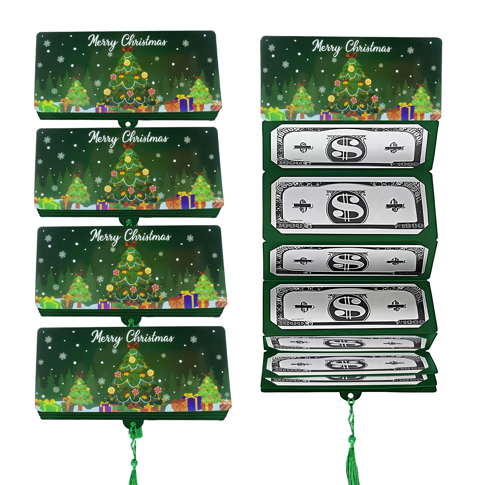 4Pcs Christmas Money Holders for Cash Surprise Money Gift Cards Envelopes with 10 Slots Xmas Gifts Card Holder DIY Money Card Holder for Christmas Family Friends