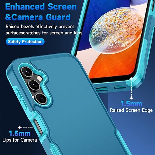Miniatura 4 de SunRemex Funda 3 en 1 para Samsung Galaxy A14 5G con protector de pantalla de vidrio templado y protector de lente de cámara, funda para Samsung A14