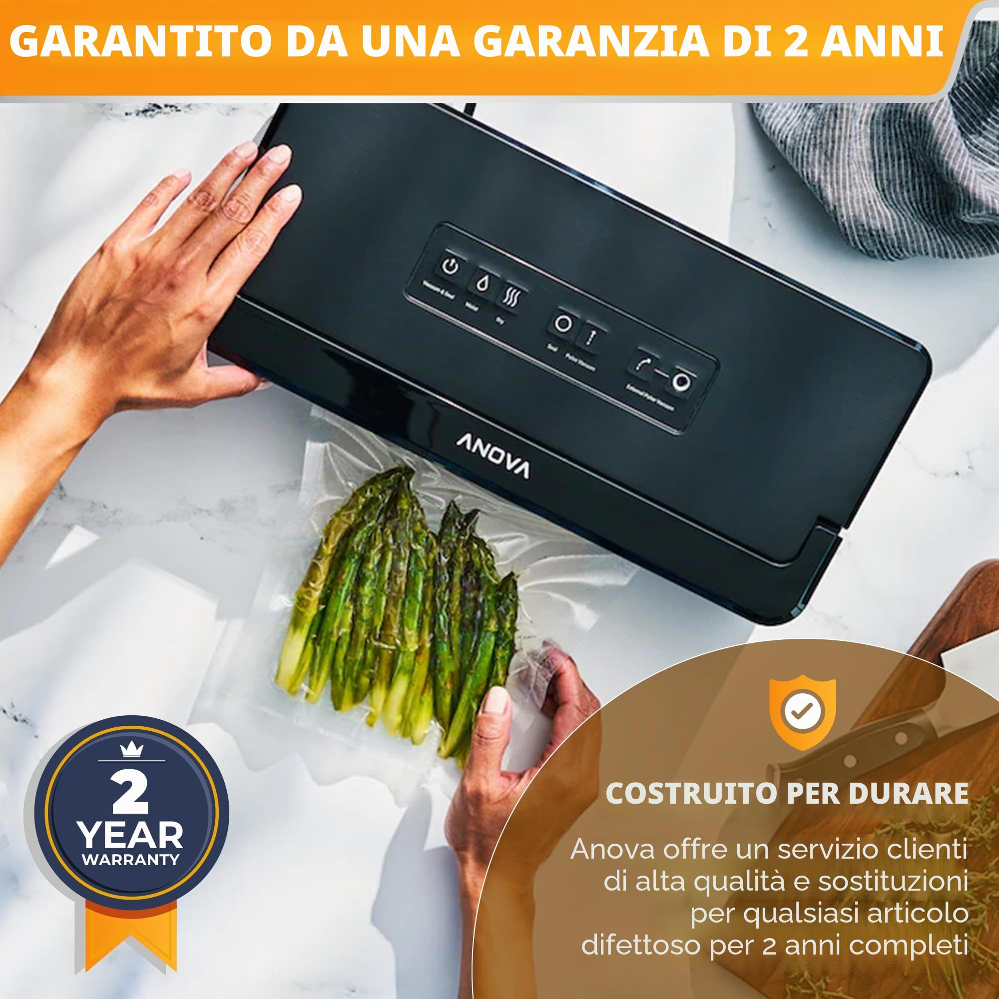 Anova Culinary Precision Vacuum Sealer Pro, include 1 rotolo di sacchetti, per sottovuoto e conservazione degli alimenti, nero, medio