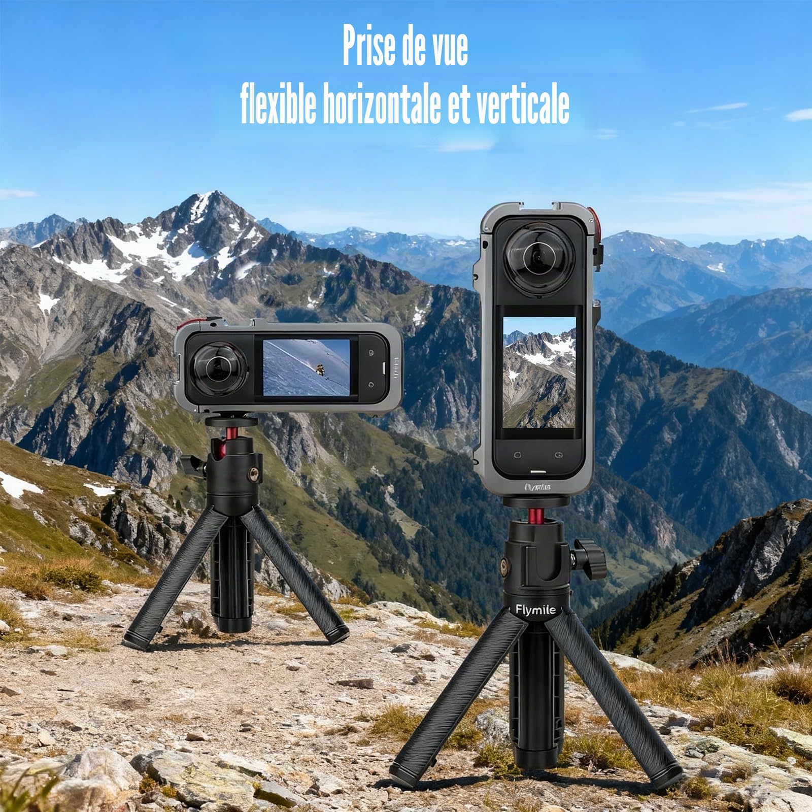 Boîtier de protection en métal pour accessoires Insta360 X5, cadre en aluminium avec cache objectif en silicone, avec trou de vis intégré 1/4", cage pour appareil photo avec interface chaussures