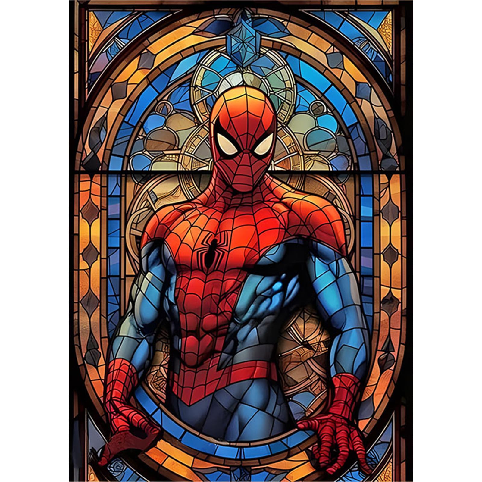 SENQAO Spider Diamond Art Kits for Adults, Full Drill Super Hero 5D DIY Stained Glass Embroidery Set Paint with Diamonds Art by Number Kits Cross Stitch Home Wall Craft Decoration 12X16 inch