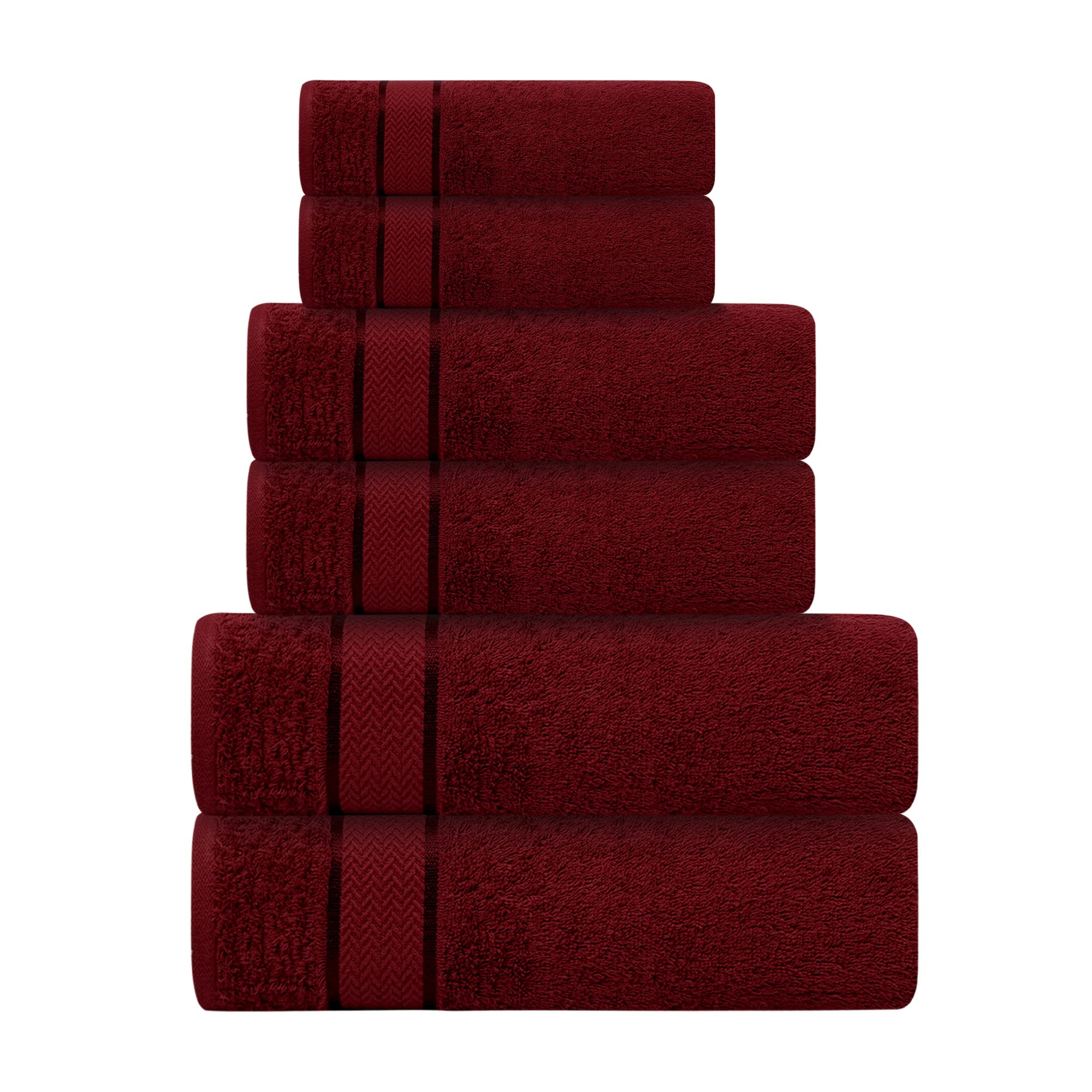 Bath Towels Set-100% Cotton- 2 Bath, 2 Hand & 2 Washcloths- Large, Thick, Fluffy, Absorbent, Quick Dry, Soft & Plush - Home, Pool, Hotel, Gym Towel -6