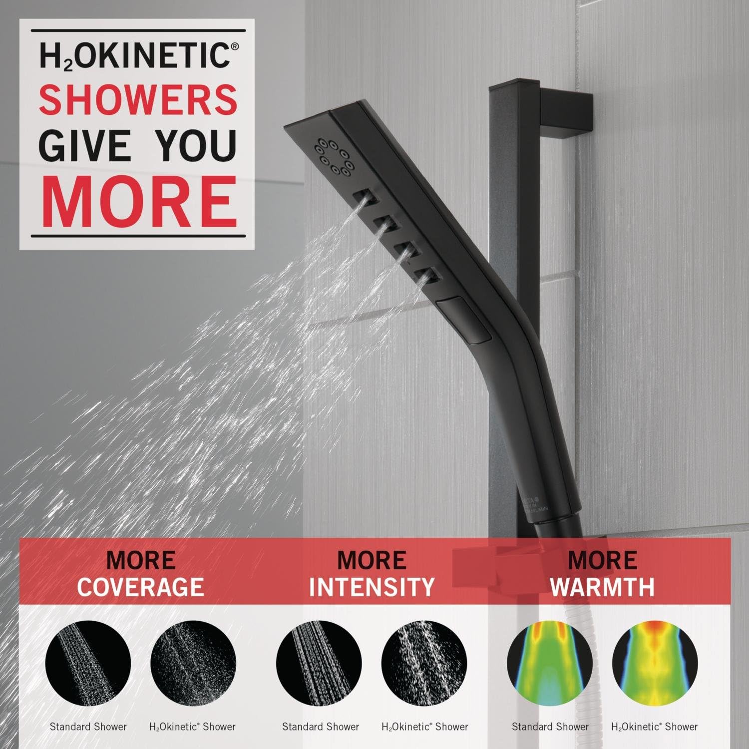 🔥 Flаѕh Sаlе Delta Faucet Pivotal 3-Spray Handheld Shower Head with Shower Slide Bar, Matte Black Shower Head with Handheld, H2Okinetic Technology, Matte Black 51799-BL