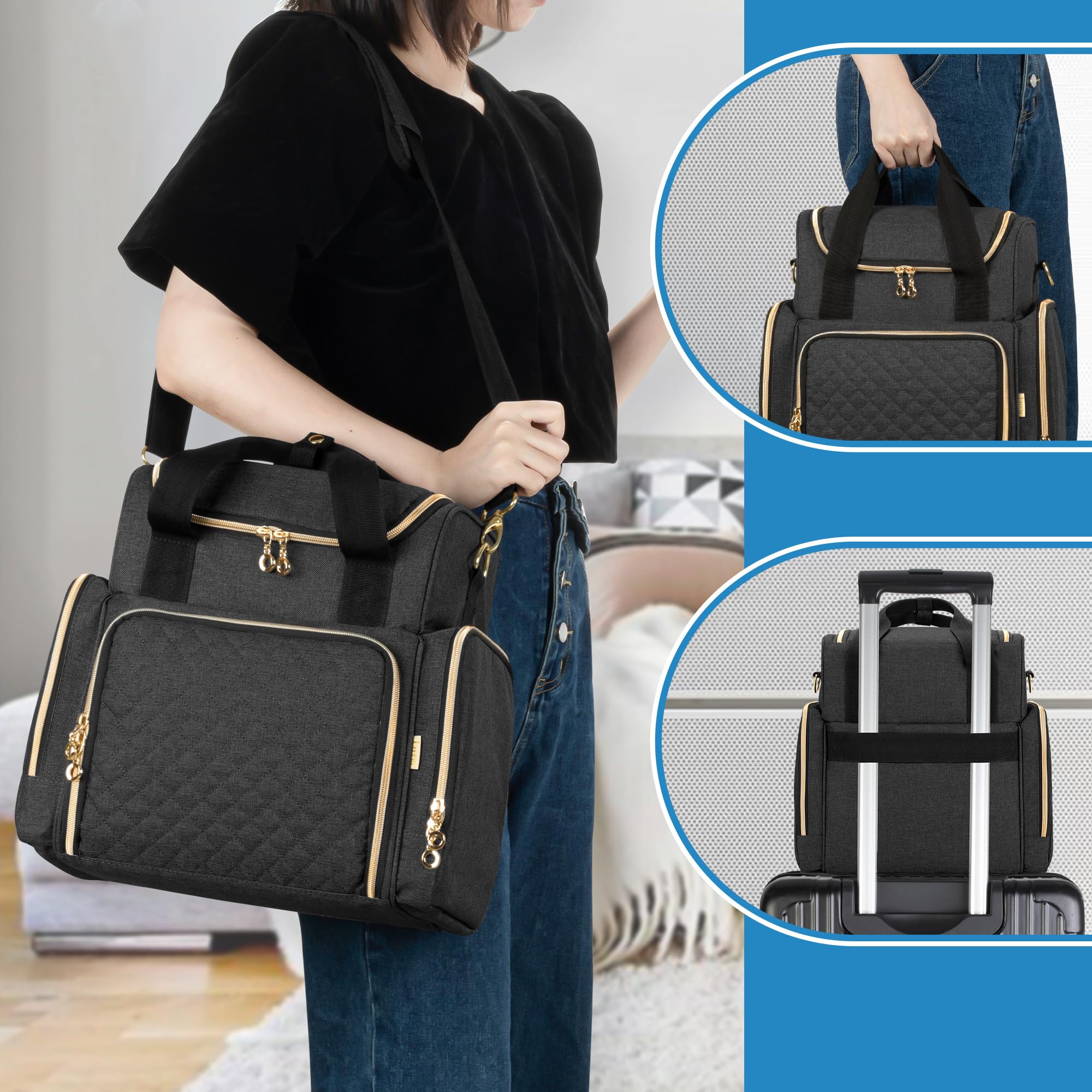 Luxja Grand Sac de Médecine avec 2 Étuis Amovibles, Sac de Rangement de Médicaments avec Plusieurs Sections de Rangement (Adaptées aux Voyages ou à la Maison), Noir
