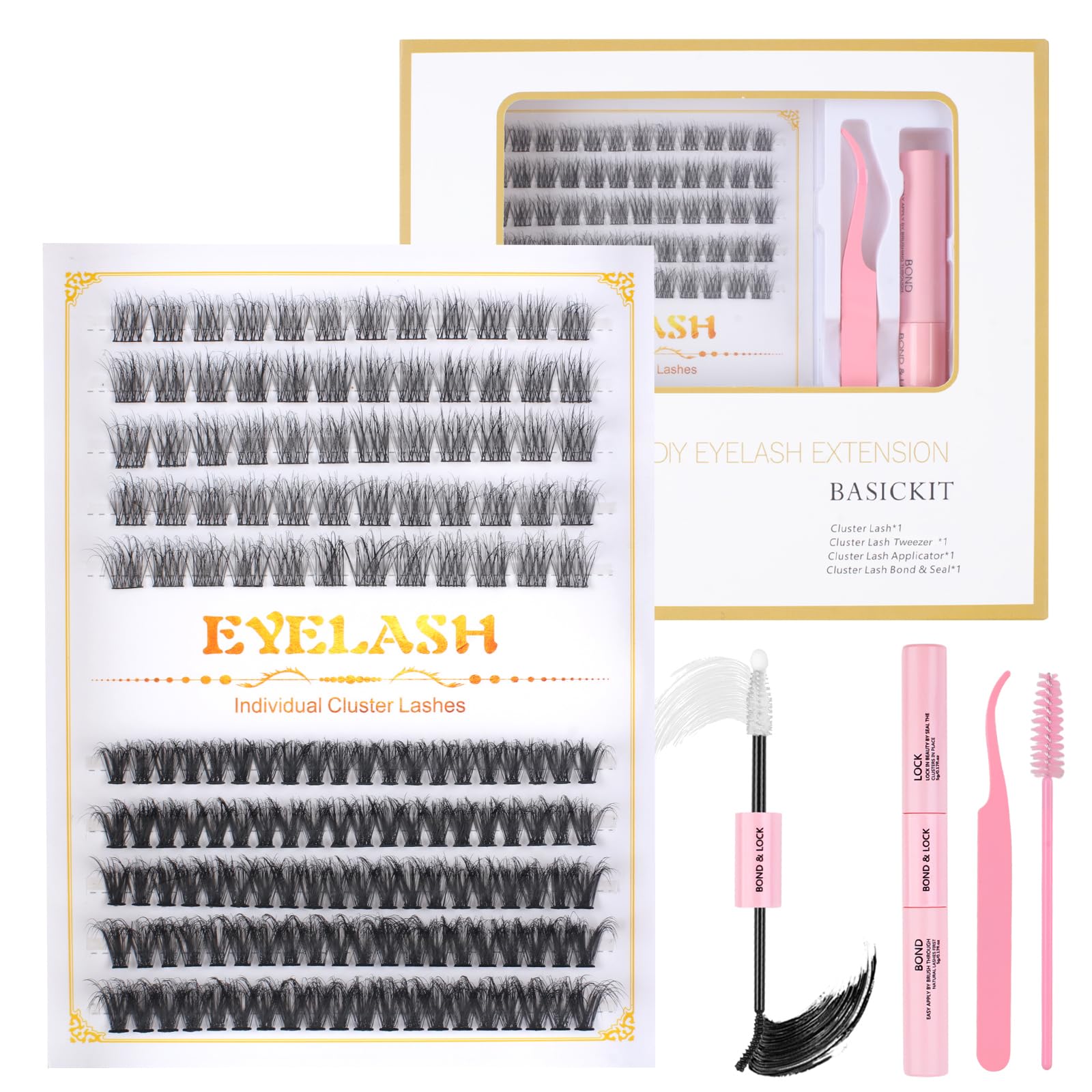 Fenshine Cluster Lashes Individual Lashes Wide Stem C/D Curl 9-15mm Length DIY Eyelash Extension Individual Soft False Lashes for Personal Use at Home (Clearance Items