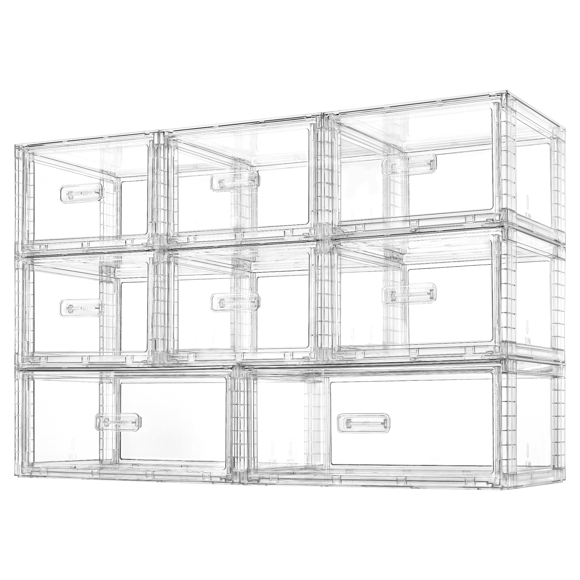 8 Pack Large & Medium Stackable Drawer Organizer Set, Easy Assembly Clear Plastic Storage Cabinet, Durable Dresser for Closet, Bedroom, Entryway, Playroom & Apartment Organization