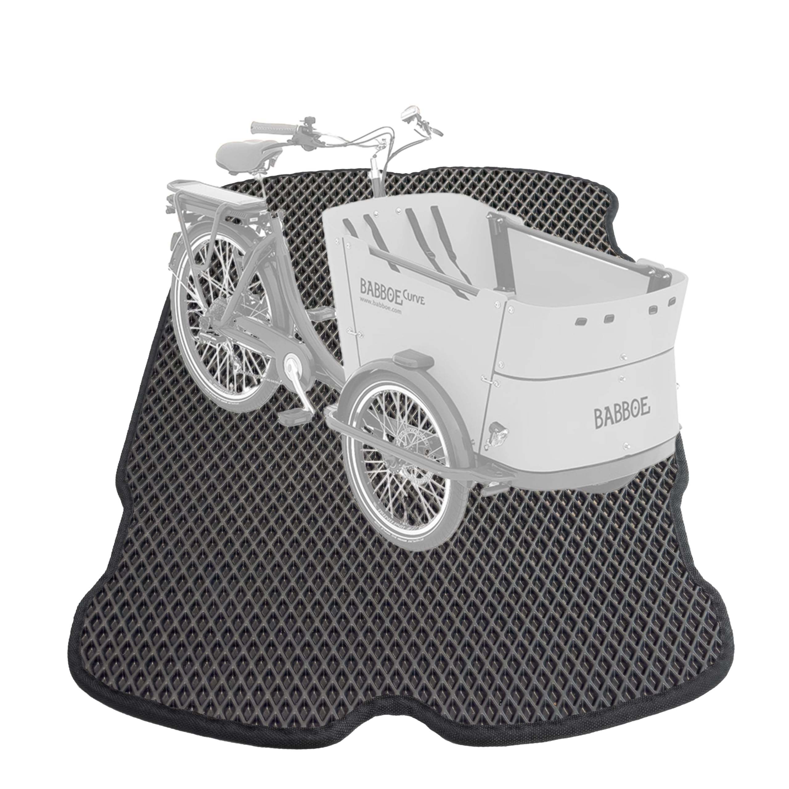 Premium Schutzmatte für Babboe Curve | Lastenrad Fußmatten Teppiche | Lastenrad Zubehör | mit Einfassung | Farbe Schwarz