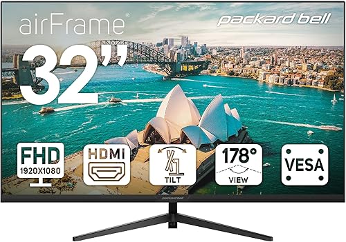 Miniatura 17 de Packard Bell AirFrame - Monitor FHD de 24", 1920x1080, ultrapanorámico, compatible con montaje VESA, ajuste de inclinación, HDMI/VGA, bisel delgado,