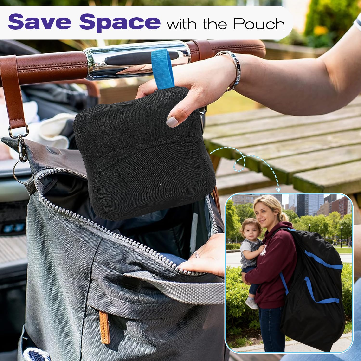Fosmon Gepolsterte Kindersitz Transporttasche für Flugzeug - wasserdichte Autositz Rücksack mit Verstellbaren Gurten - Heavy Duty Große Gate Check Tasche für Babyschale, Reboarder & Sitzerhöhung