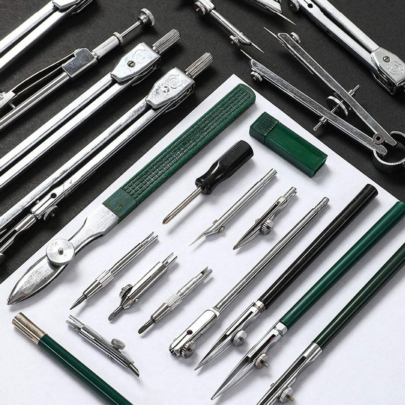 Kit di geometria 23 pezzi, strumenti da disegno professionali per costruzione e ingegneria, ideale per progettisti, disegnatori e marinai per disegnare e creare cerchi