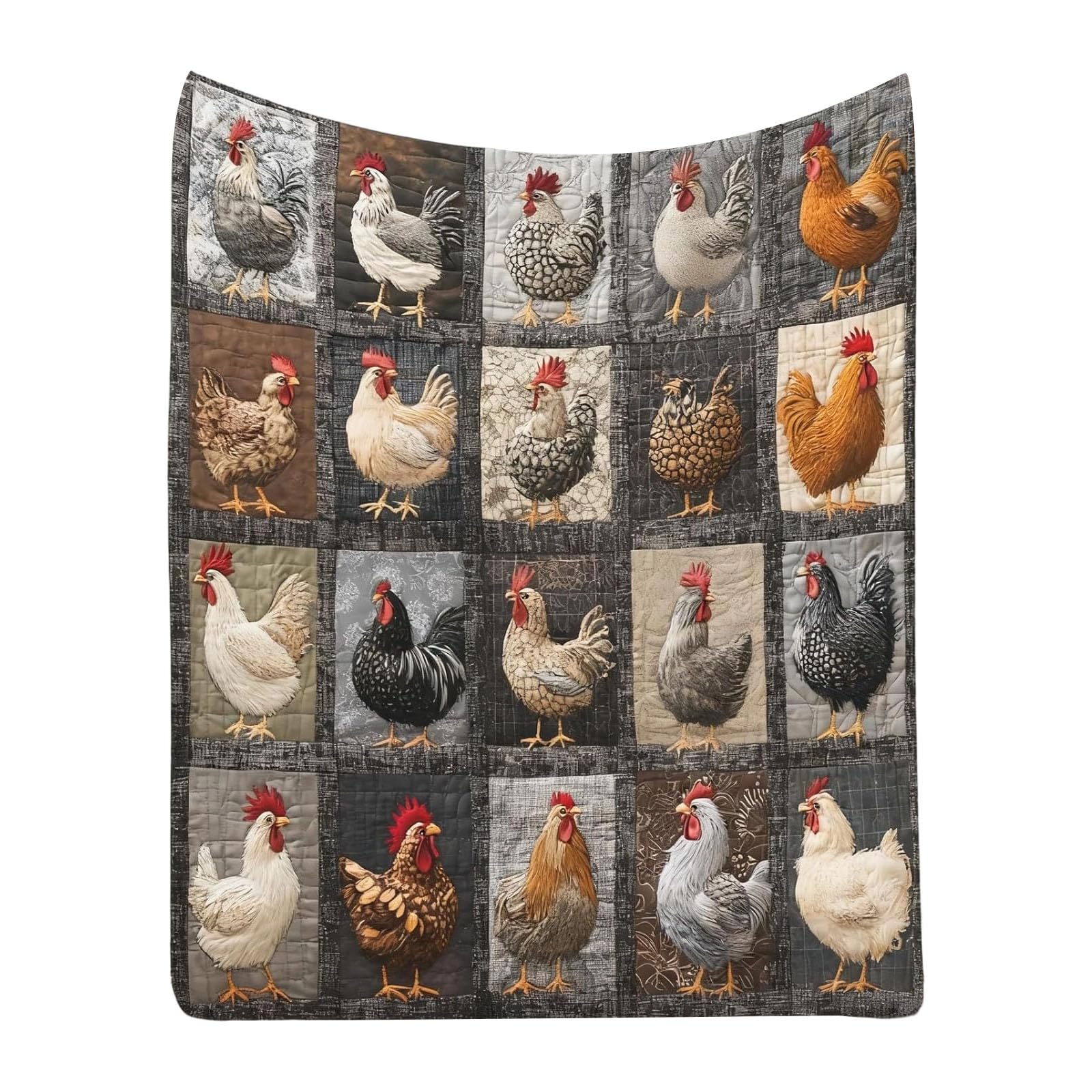 Hdoytxxm B Flannel Lanket With Colorful Rooster Checkered Print Plush Fleece Throw For Couch Ed Travel Farm Quilt Machine Washable Flannel