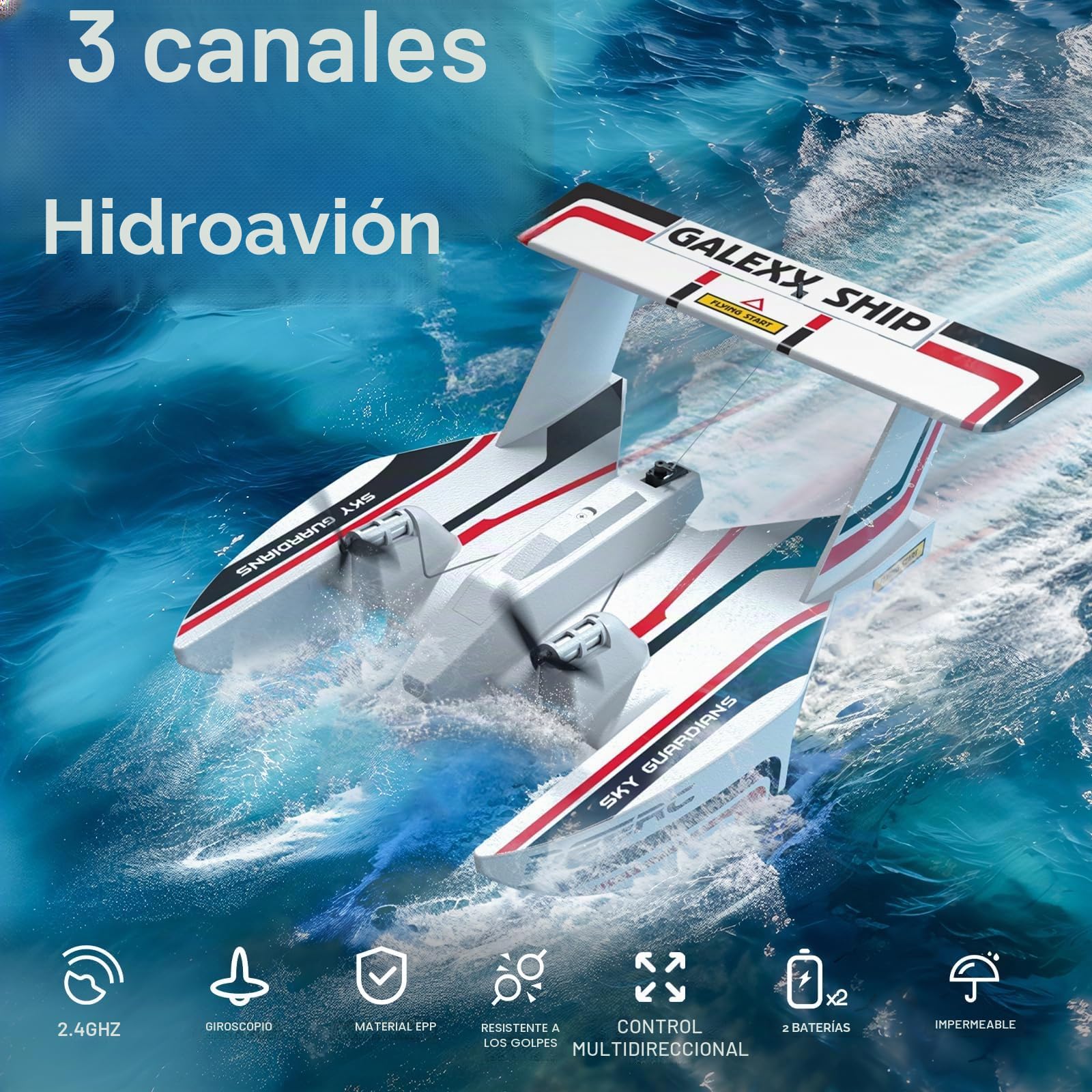 Avión RC DEERC para Agua, Tierra y Aire, Avión Anfíbio Trifibio, Avión Avión RC DEERC para Agua, Tierra y Aire, Avión Anfíbio Trifibio, Avión