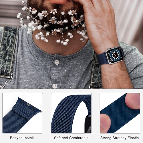 Miniatura 3 de ENJINER - Correa elástica de nailon para Apple Watch, de 1.49, 1.57, 1.61, 1.65, 1.73, 1.77 y 1.772 pulgadas, deportiva, trenzada, Ultra iWatch