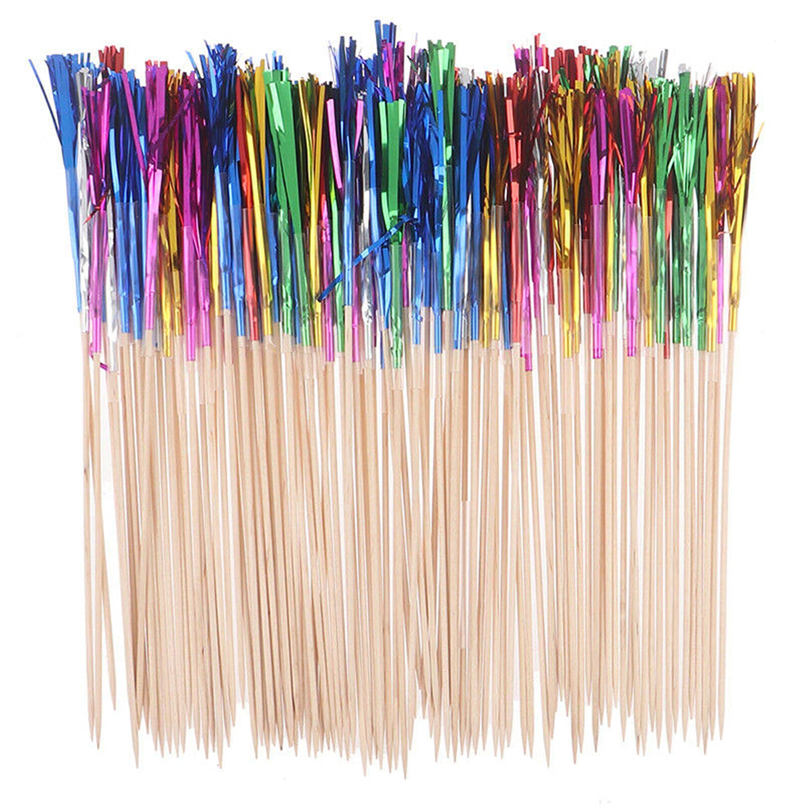 200Pcs Cocktail Picks, BetterJonny Foil Frills Firework Cupcake Picks Cupcake Topper Toothpicks Sandwich Appetizer Cocktail Sticks for Party Supplies