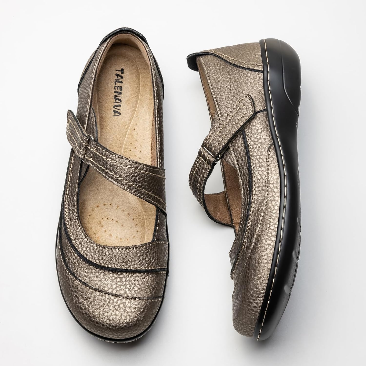 Women's Comfortable & Lightweight Leather Mary Jane Flats Versatile Business Casual Dress Shoes Work Office Cute Stylish Everyday Walking Shoes - Image 9