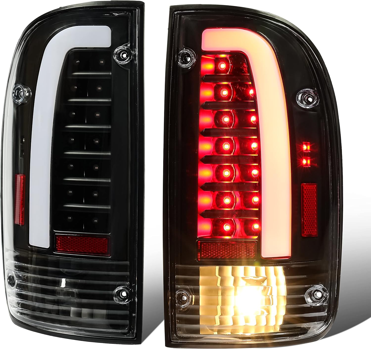 HECASA LED Tail Lights Compatible with 1995-2000 Toyota Tacoma 1998-2000 Toyota Tacoma Limited Pre Runner LED Tube Bar Replacement for TO2800116 TO2801116 8156004030 8155004030 Clear Lens